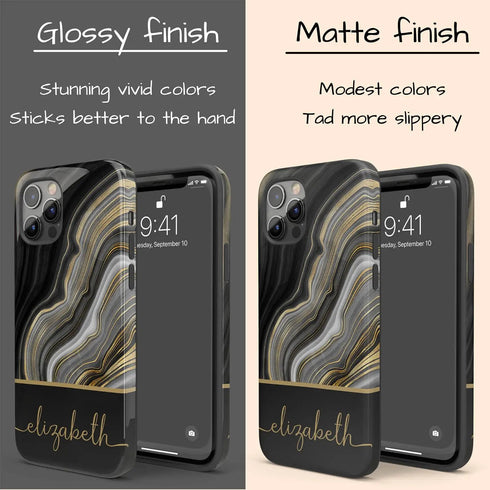 Black Agate Custom Name iPhone Case